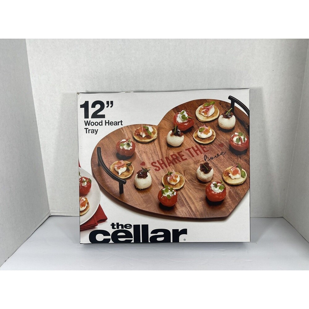The Cellar 12" Share The Love Wooden Heart Tray with Handles, "Share the Love"
